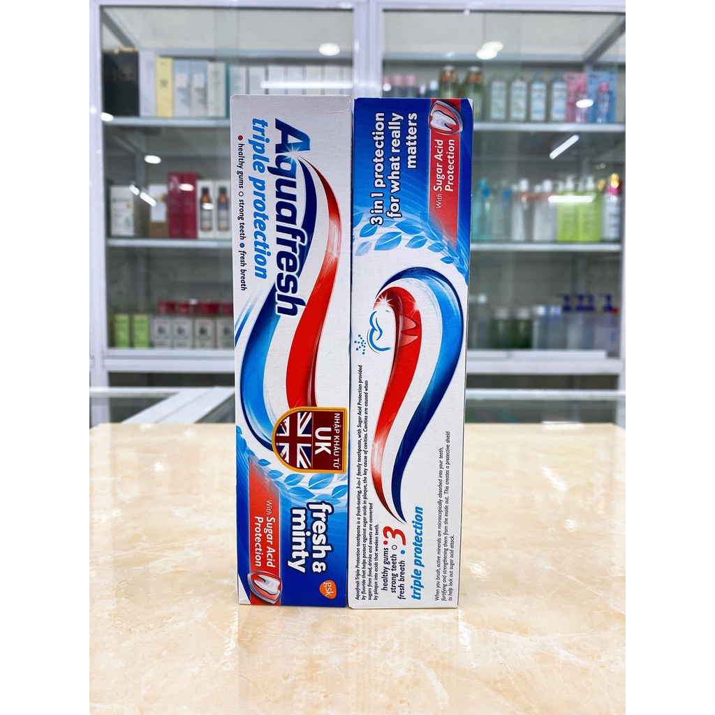 Kem Đánh Răng Aquafresh Fresh & Minty Chính Hãng Công Ty 100g Mẫu Mới