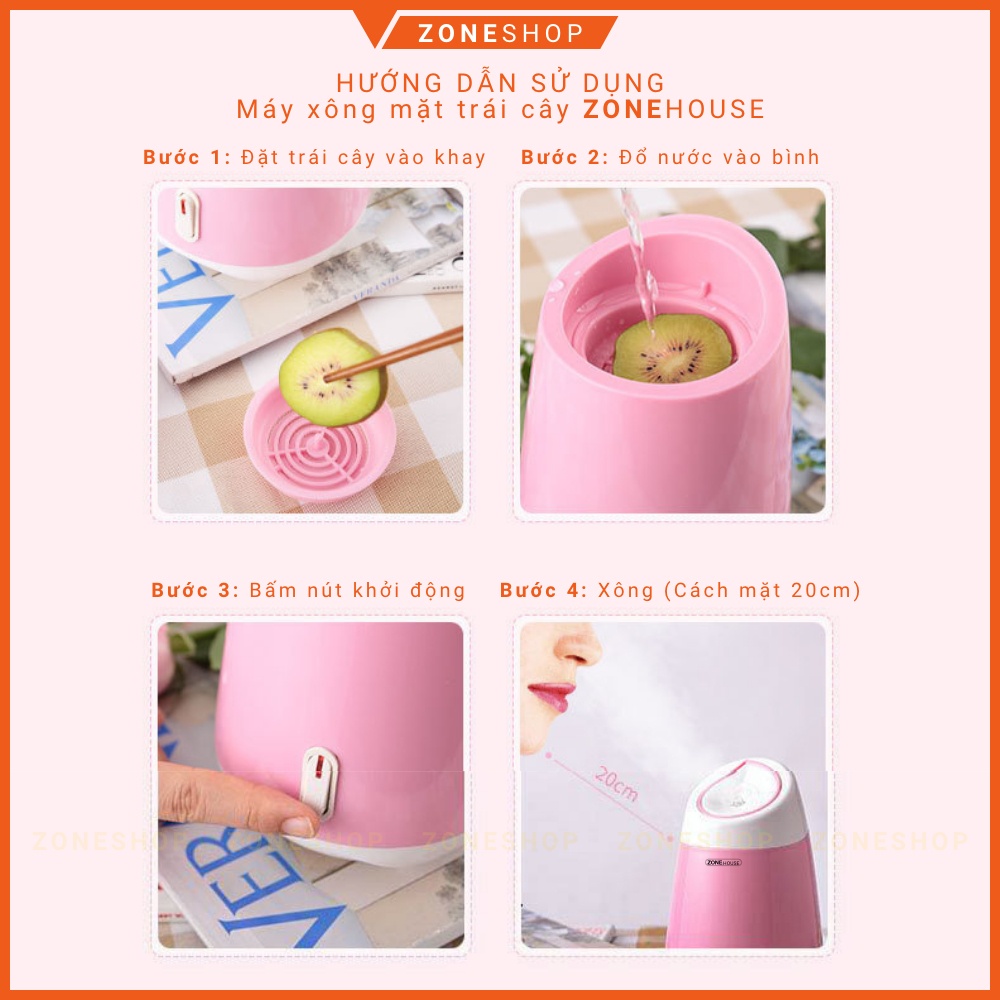 Máy xông mặt trái cây, máy xông hơi mặt hoa quả, dưa leo, vòi phun mạnh, làm nóng nhanh ZONESHOP