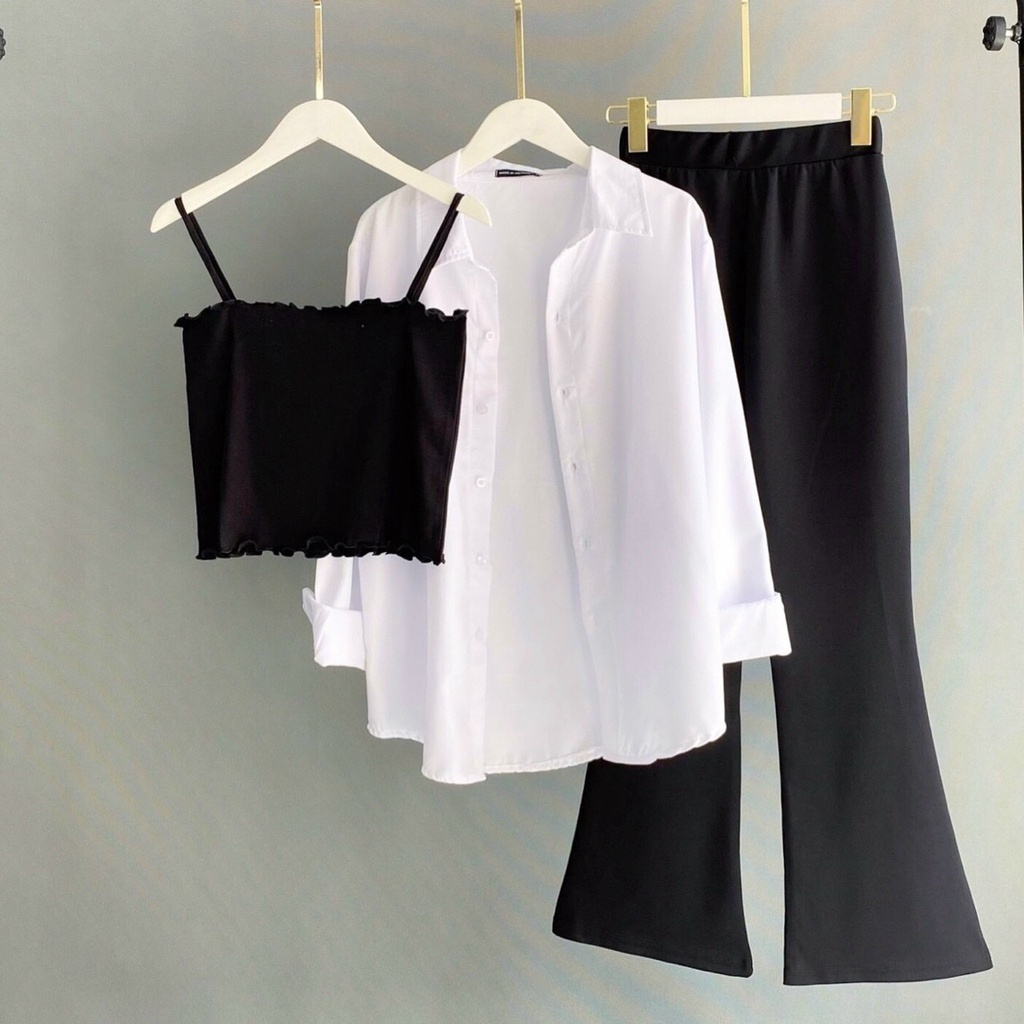 Áo 2 dây croptop ôm body đen trắng nhiều màu phong cách ulzzang SIB028