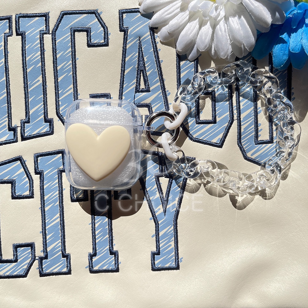 Vỏ bảo vệ hộp tai nghe mặt hình trái timcó móc gắn chìa khóa thích hợp cho Airpods Pro 3 2021 1/2