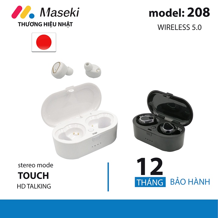 Tai nghe Bluetooth Maseki model 208 không dây nút cảm ứng [BH 1 đổi 1 trong 1 năm]