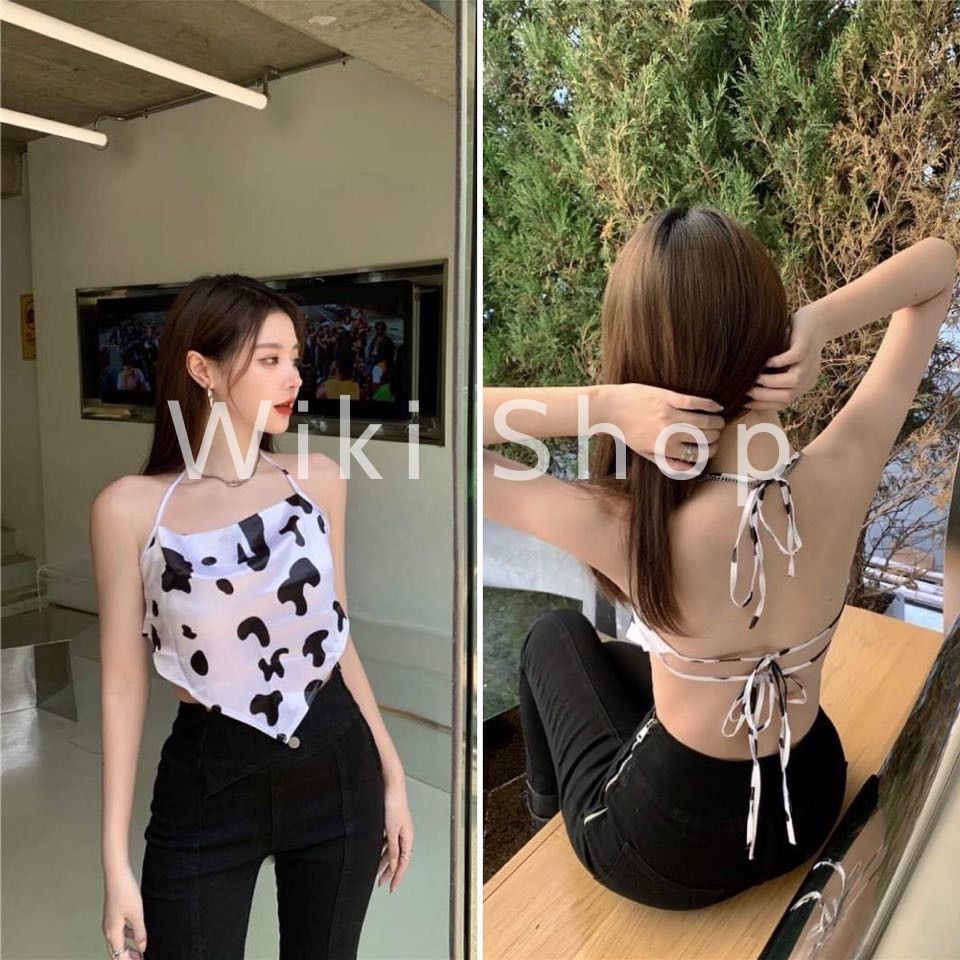 [C309] Áo yếm BÒ SỮA buộc dây lưng sexy - Áo croptop dáng yếm buộc dây hot trend freesize | BigBuy360 - bigbuy360.vn