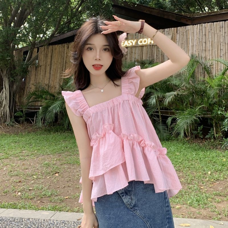 Áo Sơ Mi Nhiều Lớp Dáng Rộng Dễ Thương Ngọt Ngào Thời Trang Mùa Hè Hàn Quốc Cho Nữ