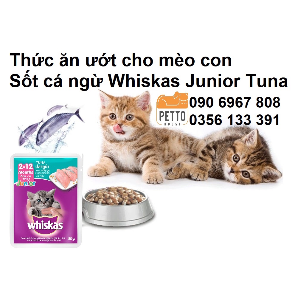 Sốt cá ngừ/cá thu cho mèo con Whiskas Junior Tuna/Mackerel 80g