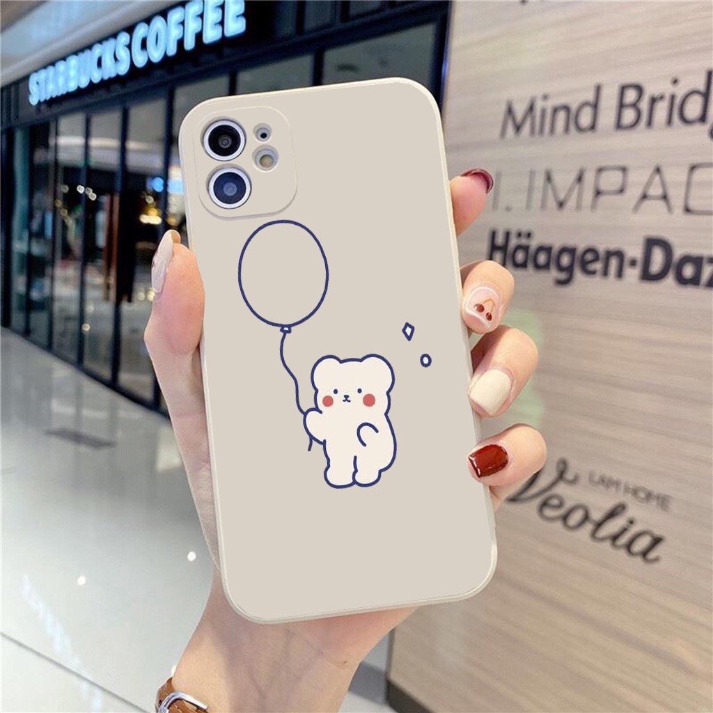 Ốp lưng iphone cạnh vuông giả 14 gấu 6 5s/6/6plus/6s/6splus/7/7plus/8/8plus/x/xr/xs/11/12/pro/promax/13/14Promax