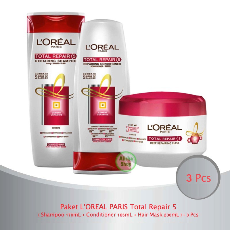 L'OREAL (Hàng Mới Về) Set 5 Gói Dầu Gội + Mặt Nạ Ủ Tóc L 'Oreal Paris Total (170Ml + Máy Điều Hòa 165ml) 200ml