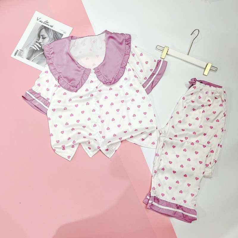 Pijama lụa LATIN tay ngắn quần dài siêu xinh 💕 DD56