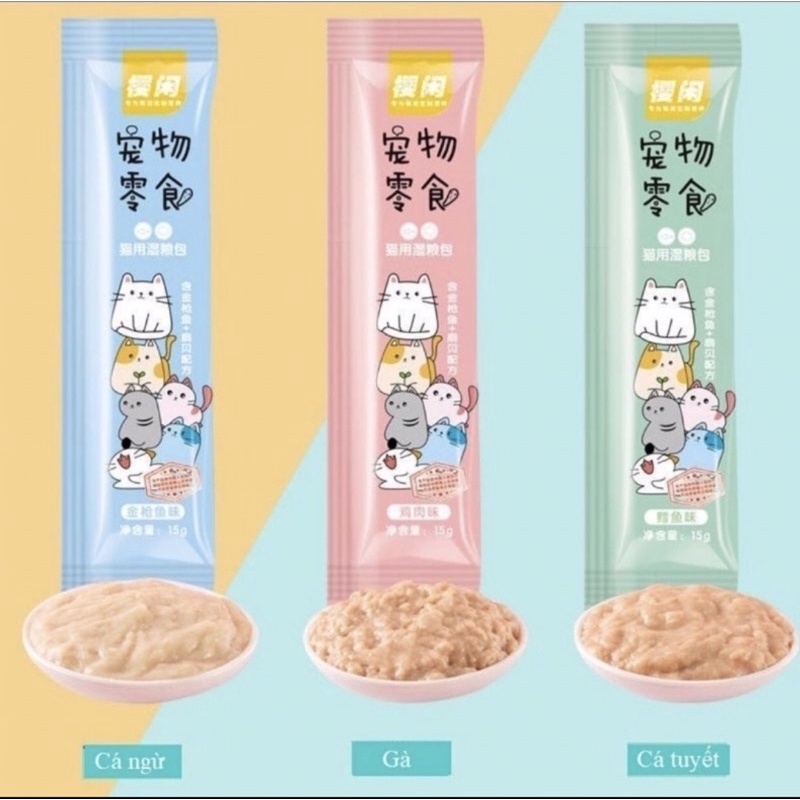 Súp thưởng Sakura,Pet snack 15g cho mèo đủ vị giá cực rẻ