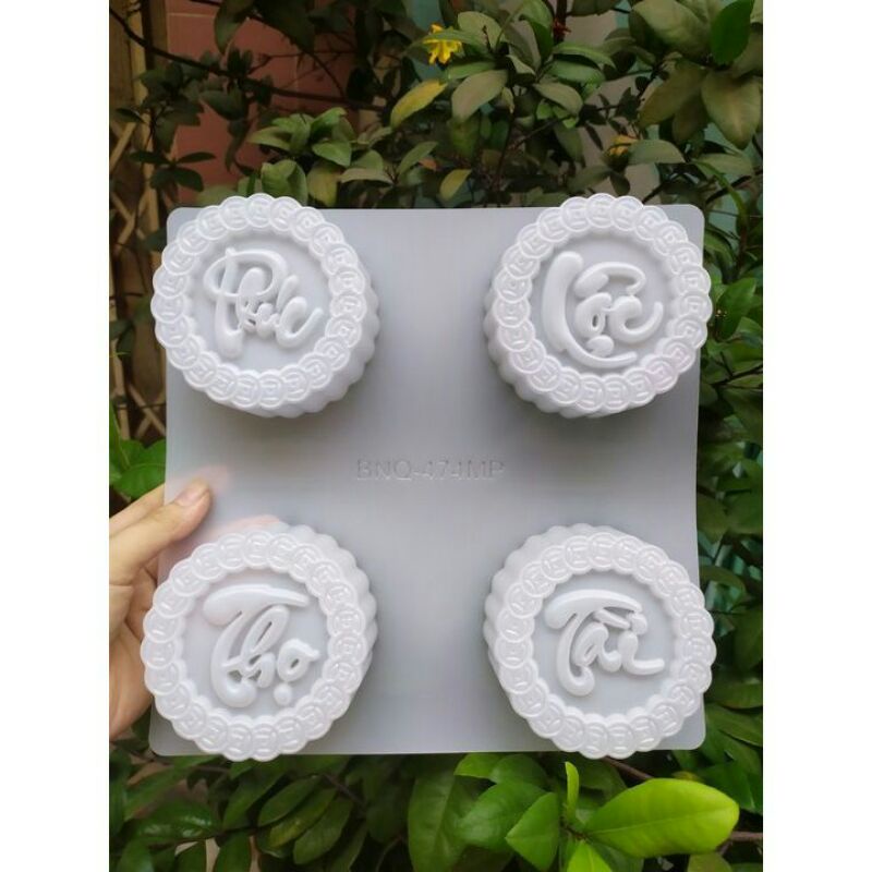 Khuôn bánh trung thu 4 mặt hình chữ Phúc Lộc Thọ Tài loại 125g