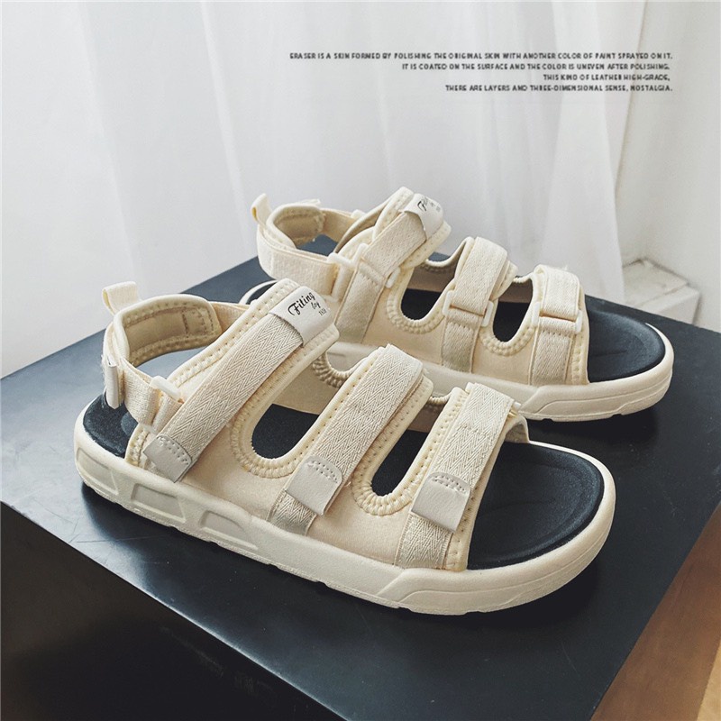 Sandal Nữ và Nam 3 quai Fiting Màu Be đủ size 35-44 - dép quai hậu nữ nam hàng mới