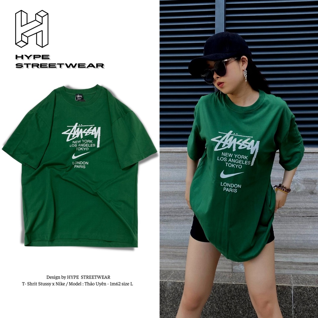 Áo thun unisex Nike x Stussy logo print cotton 100% - Hype Streetwear | Phiên bản thường .