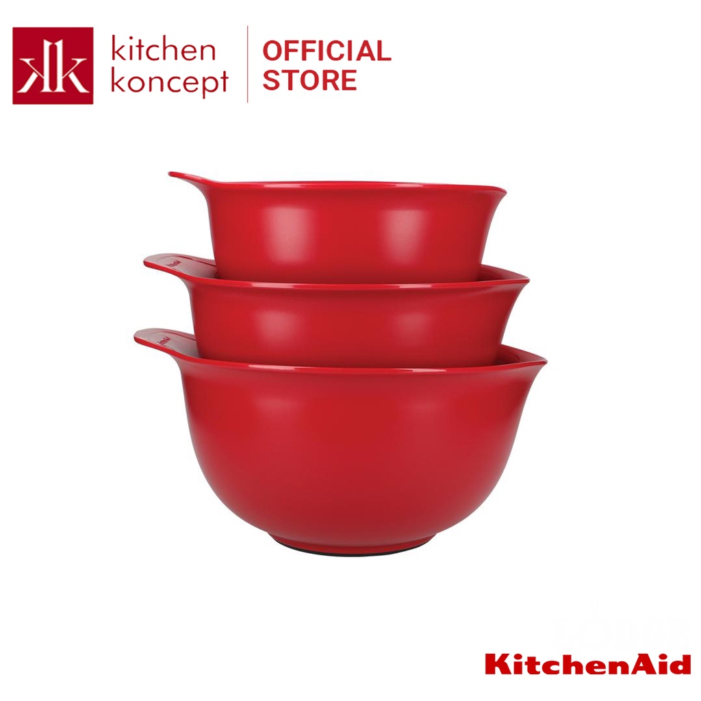 KitchenAid- Bộ tô nhựa màu đỏ 3 món