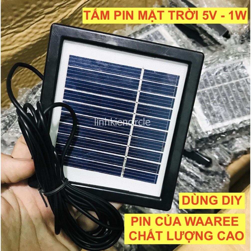 Tấm pin mặt trời mini 1W điện áp 5V 0.2A nối sẵn dây mặt kính của WAAREE chất lượng cao dùng DIY - KG0003