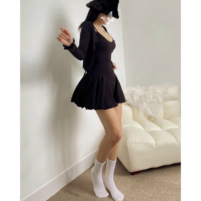 Đầm 2S Thun Lụa Xoè Kèm Khoác Ulzzang D61