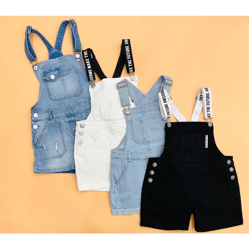 Quần yếm xuất Hàn dáng ngắn jeans 4 màu