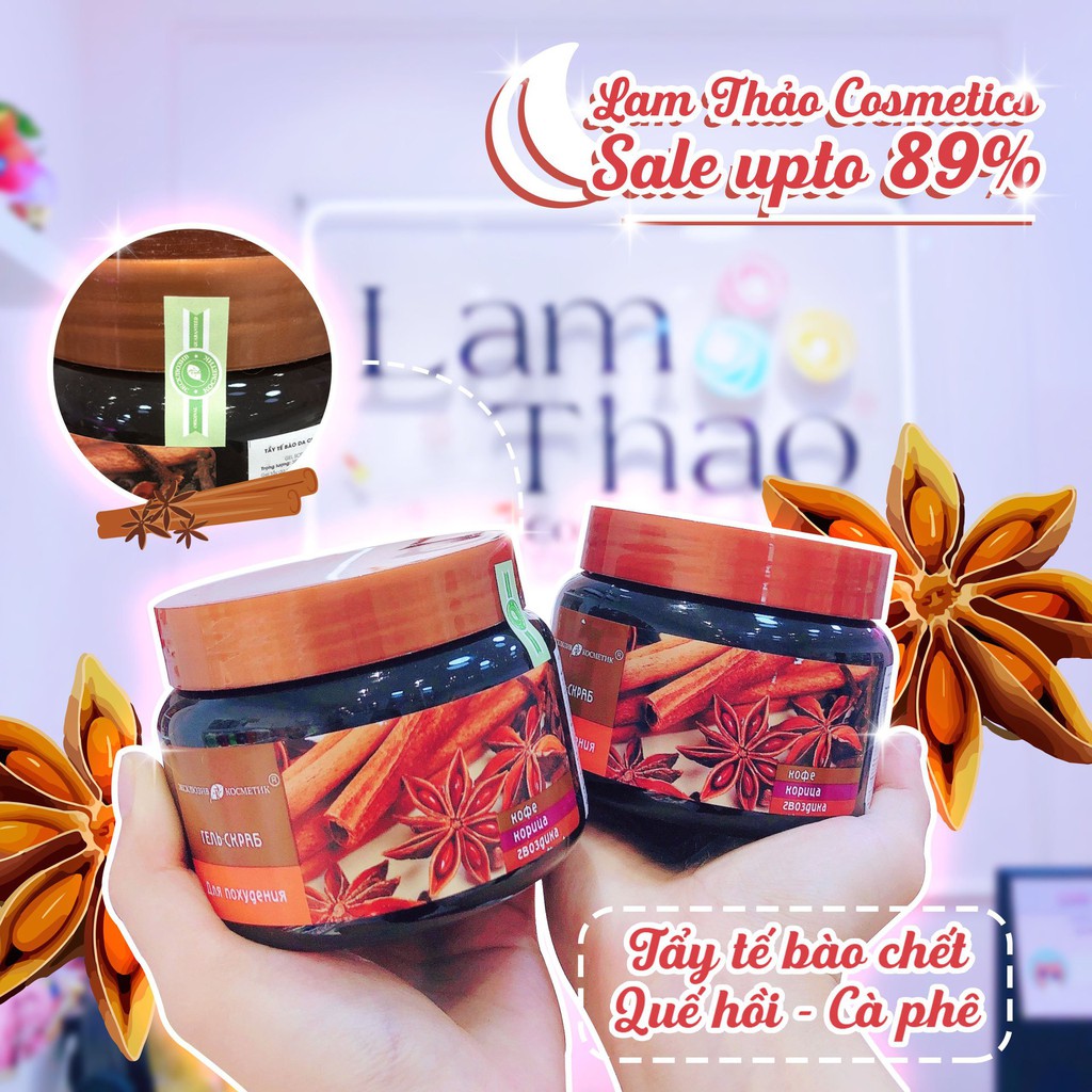 Tẩy Tế Bào Chết Toàn Thân Quế Hồi Krasota Gel Scrub Coffee Cinnamon Cloves Mẫu Mới Nắp Đỏ