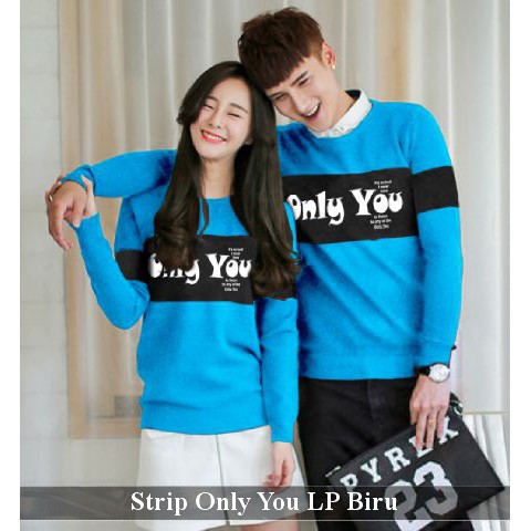 Áo Sweater Tay Dài Họa Tiết Sọc Ngang Màu Đen / Xanh / Xám Cho Cặp Đôi