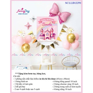 Set Trang Trí Tiệc Sinh Nhật Công Chúa, SOFIA, ELSA