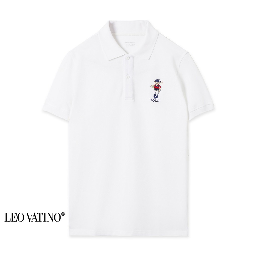 Áo thun polo  nam POLOSHIRT Thêu gấu chất CVC cotton cá sấu co giãn cổ bẻ tay ngắn lỡ PLS07 - Leo Vatino
