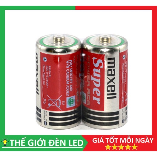 Vĩ 2 viên Pin trung (C) Maxell, Pin Trung Maxell SuperR14P (AR) chính hãng