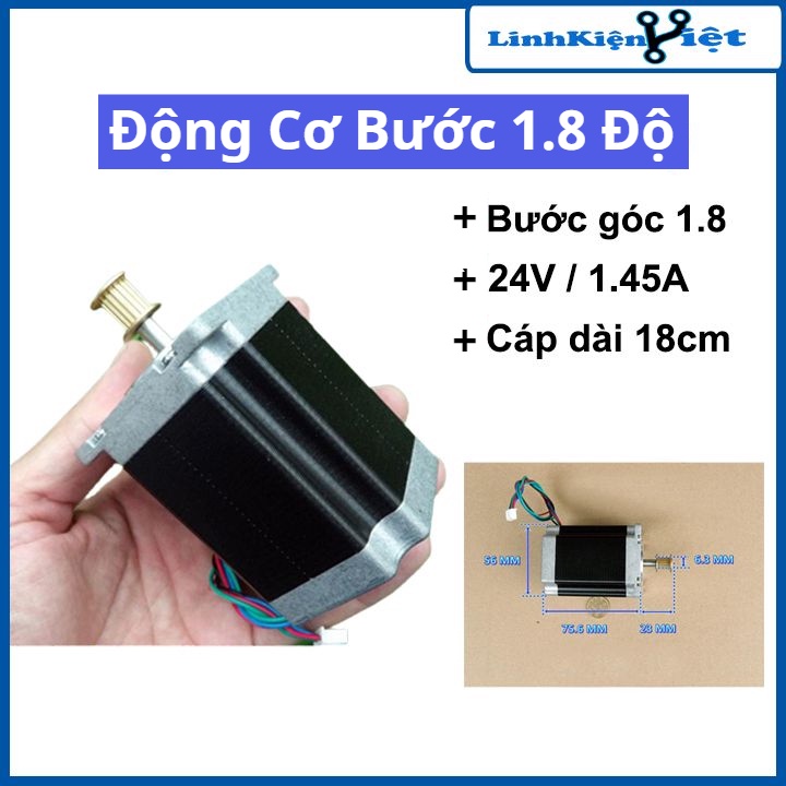 Động cơ bước 1.8 độ kích thước 57x76mm mô-men xoắn cao 1.2Nm
