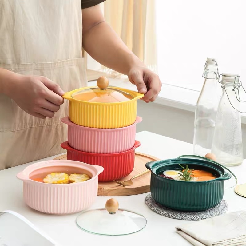Nồi sứ cao cấp nắp thuỷ tinh núm gỗ