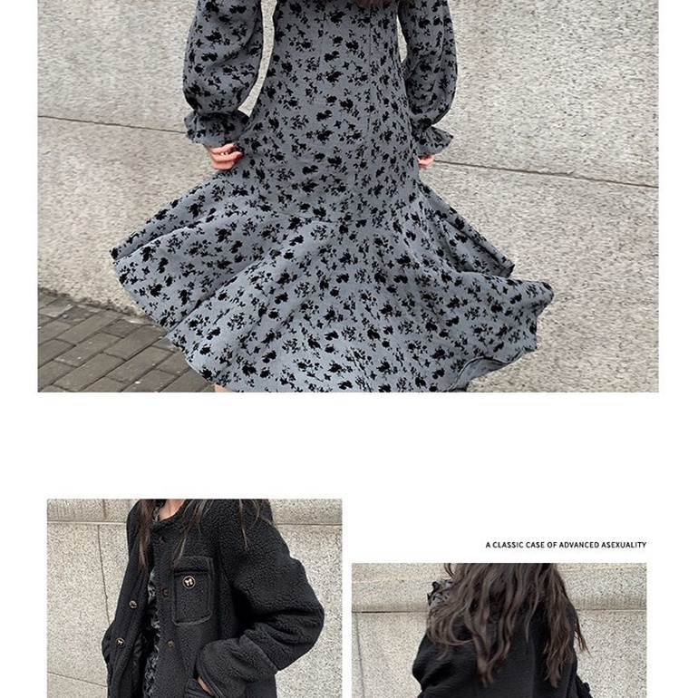 Đầm Hoa Dáng Dài Chiết Eo Phong Cách Retro Hàn Quốc Mới