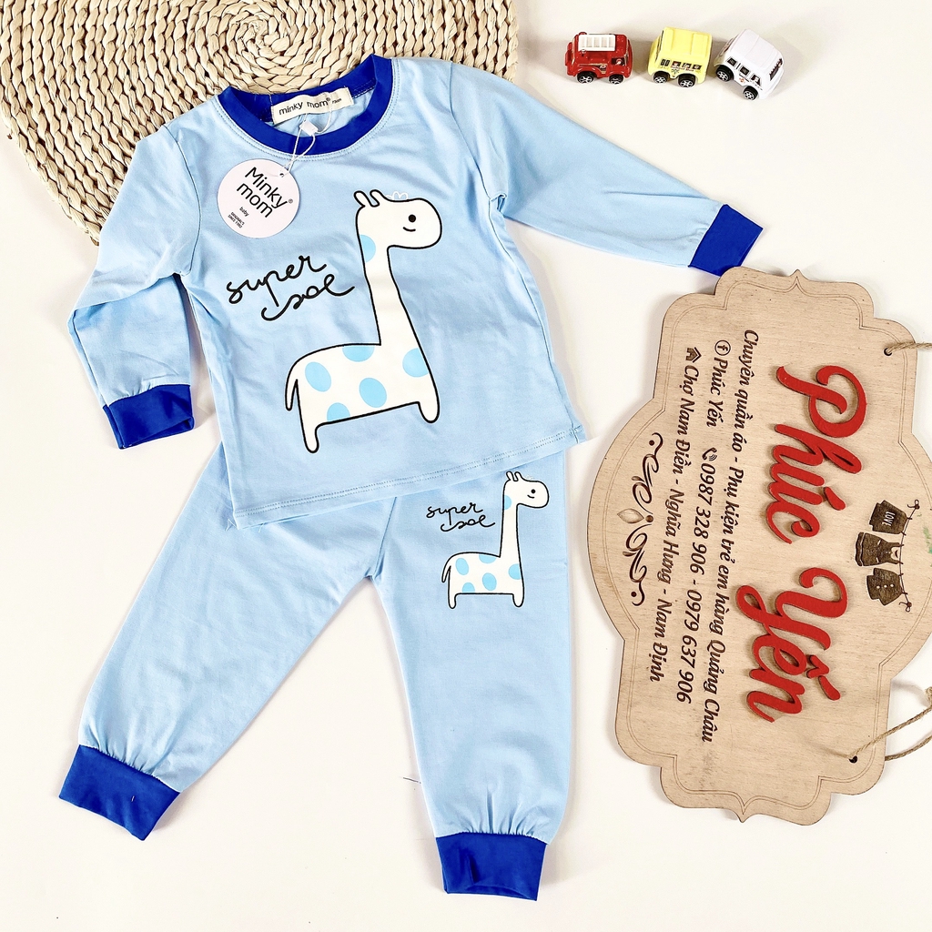 Bộ Dài Minky Mom Cotton 100 % In Họa Tiết Ngựa Trắng-Super ( Sz 7-19kg) (SP001329)