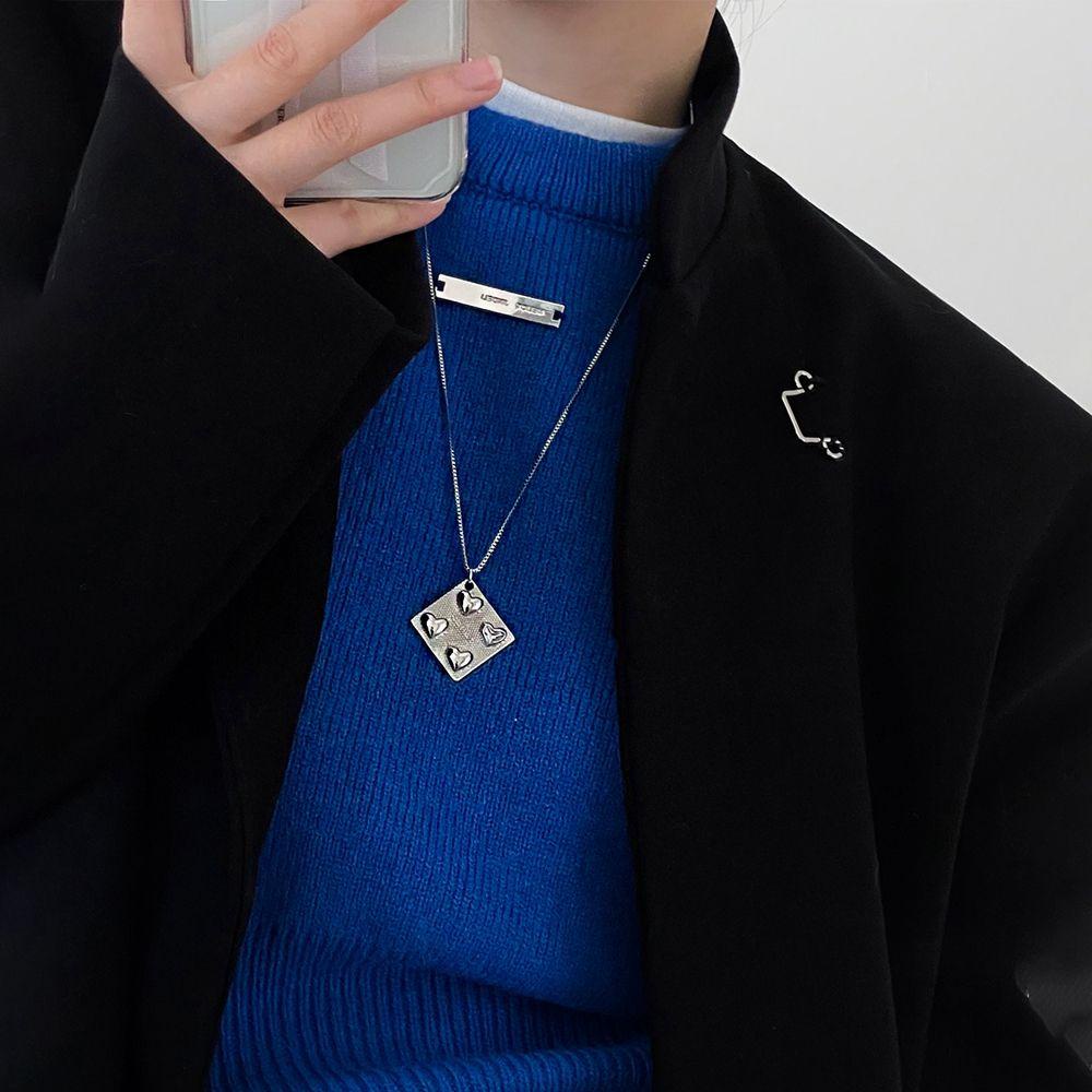 VANES1 Vòng cổ Thép Titan Mặt Chữ Phong Cách Hàn Quốc Cho Cặp Đôi