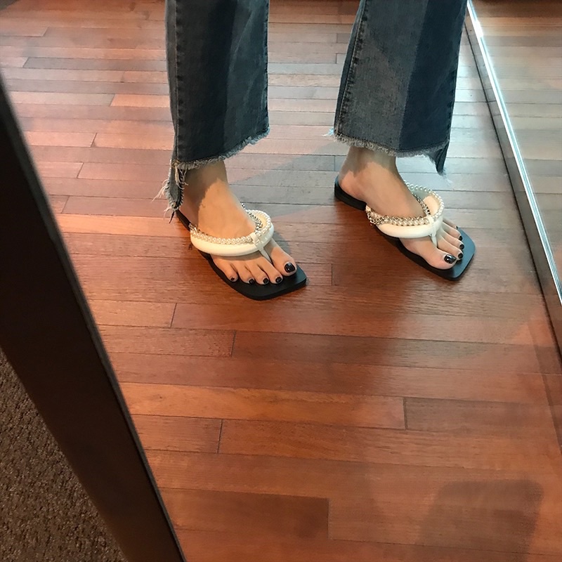 ✨💕Dép quai kẹp thiết kế kèm xích phụ kiện