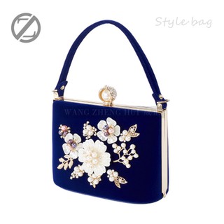 (ORDER) Clutch nhung đính hoa