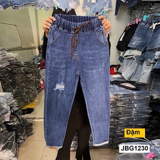 Quần jeans baggy nữ lưng thun co giãn