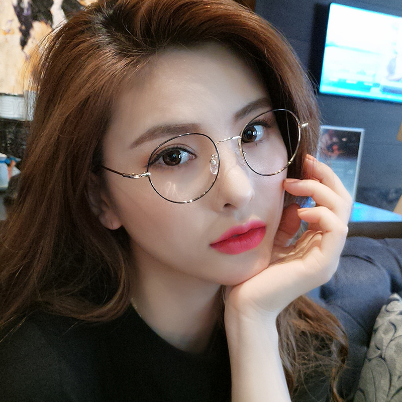 Mắt kính gọng kim loại hình tròn oval nhỏ cổ điển thời trang cho nam nữ