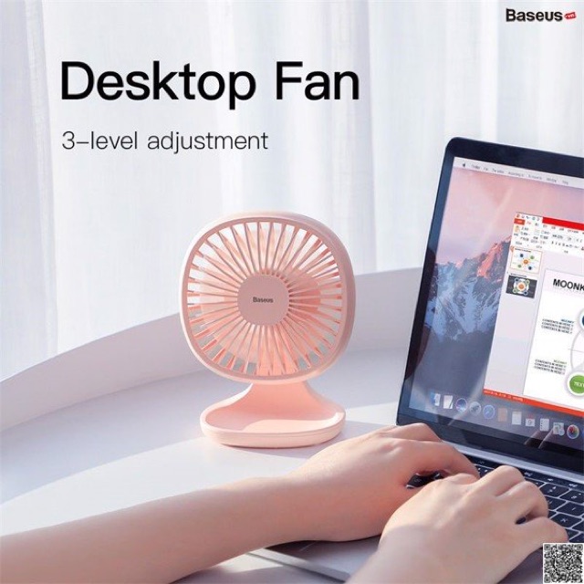 Quạt mini để bàn Baseus Baseus Pudding-Shaped Fan ( 3 mức tốc độ - Mini USB Air Cooling Fan Clip Desk Fan)