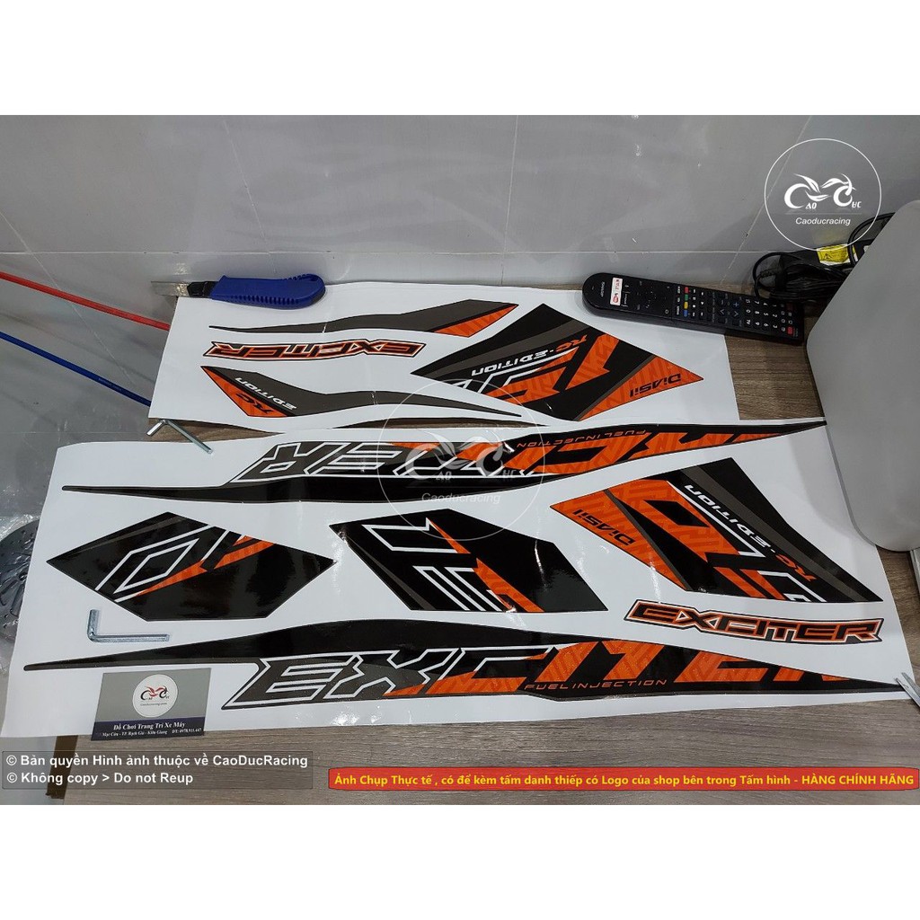 Tem Camay EX150 XÁM CAM (Tem rời chất tem zin có kim tuyến lấp lánh) bao bay màu trong 5 năm dành cho EXCITER 150