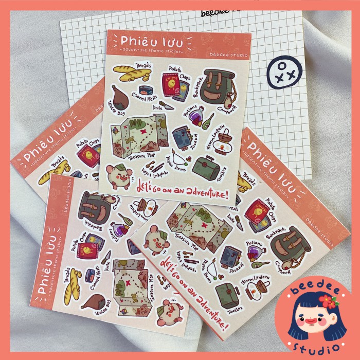 Set 2 Tấm Sticker Phiêu Lưu | độc quyền Beedee.studio |