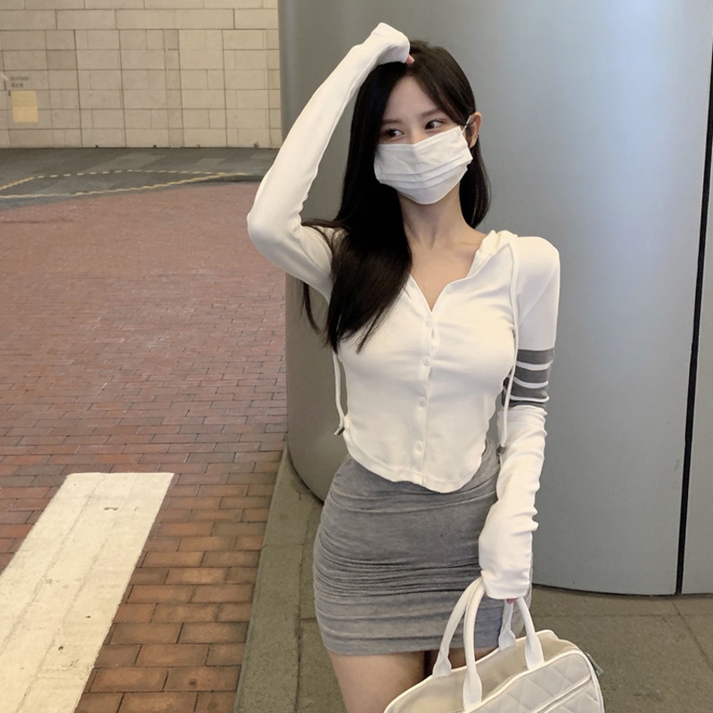 Áo Khoác Thể Thao Mỏng Có Nón Thiết Kế Bất Đối Xứng Phong Cách Mới Cho Nữ