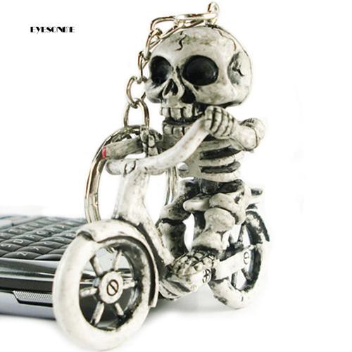 ♕Creative Fashion Bike Skull Skeleton Purse Bag Rubber Key Chain Keyring Gift – Blu – top1shop
