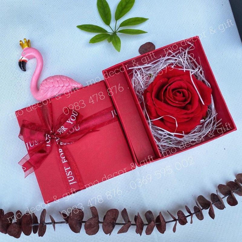 Hộp quà hoa sáp buộc nơ xinh 20/10