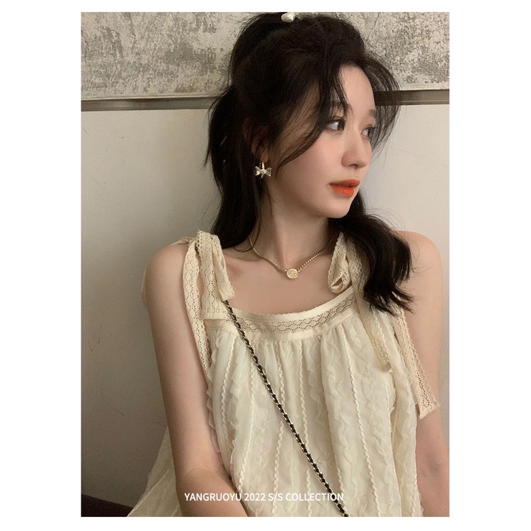 Áo Không Tay Thiết Kế Mỏng Thời Trang Mùa Hè Theo Phong Cách Pháp Cho Nữ