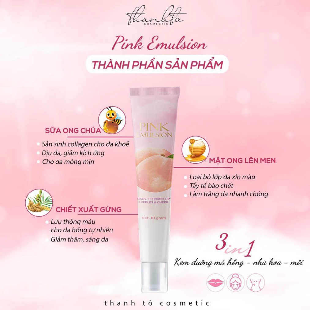 Kem Dưỡng Má Hồng - Pink Emulsion, Dưỡng má hồng từ nhiên, cấp ẩm da mịn mượt, tăng sinh collagen, Aco