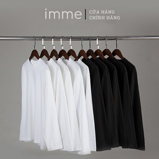 Áo phông tay dài IMME cho nam nữ form rộng màu đen trắng hàng xuất Nhật 100% Cotton 230gr/m2