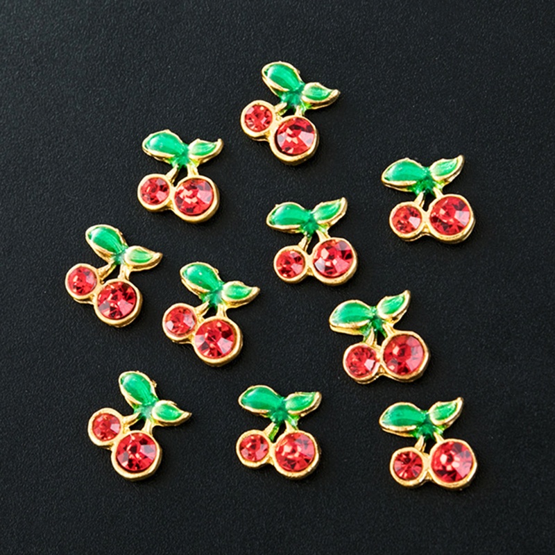 Set 10 Phụ Kiện Trang Trí Móng Tay 3D Hình Quả Cherry Dễ Thương