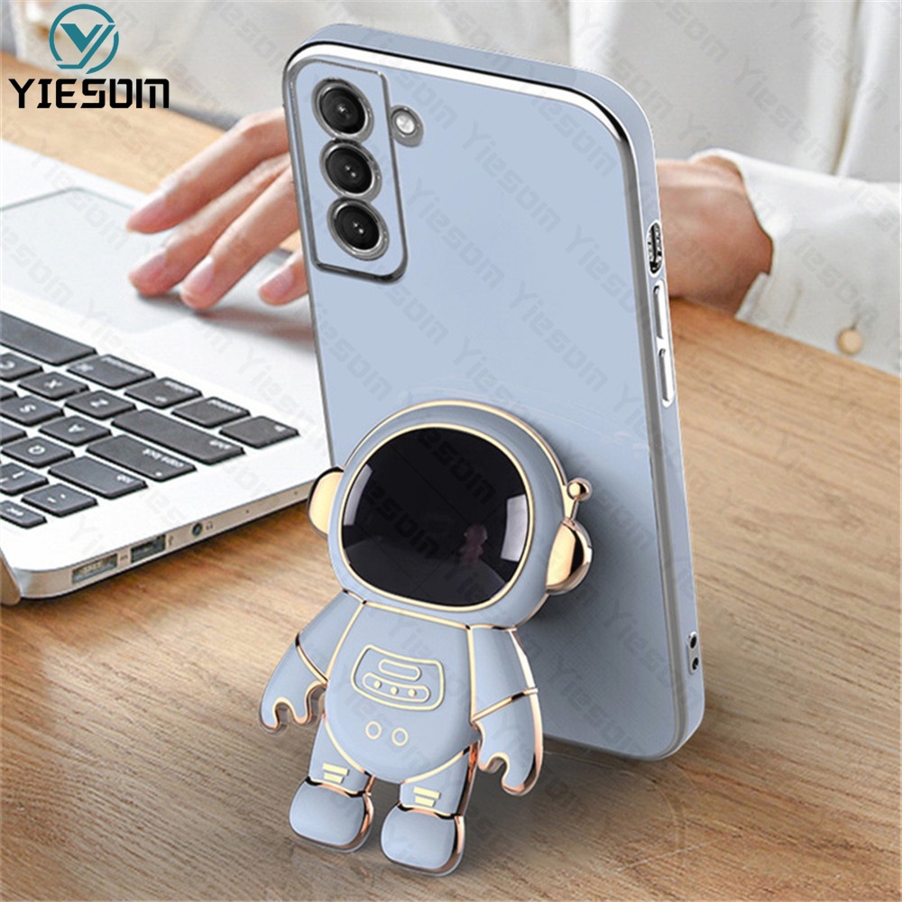 Ốp Điện Thoại Silicon Dẻo Họa Tiết Phi Hành Gia Kèm Giá Đỡ Cho Samsung Galaxy S22 S21 Ultra S22 Plus S21 FE S21 Plus