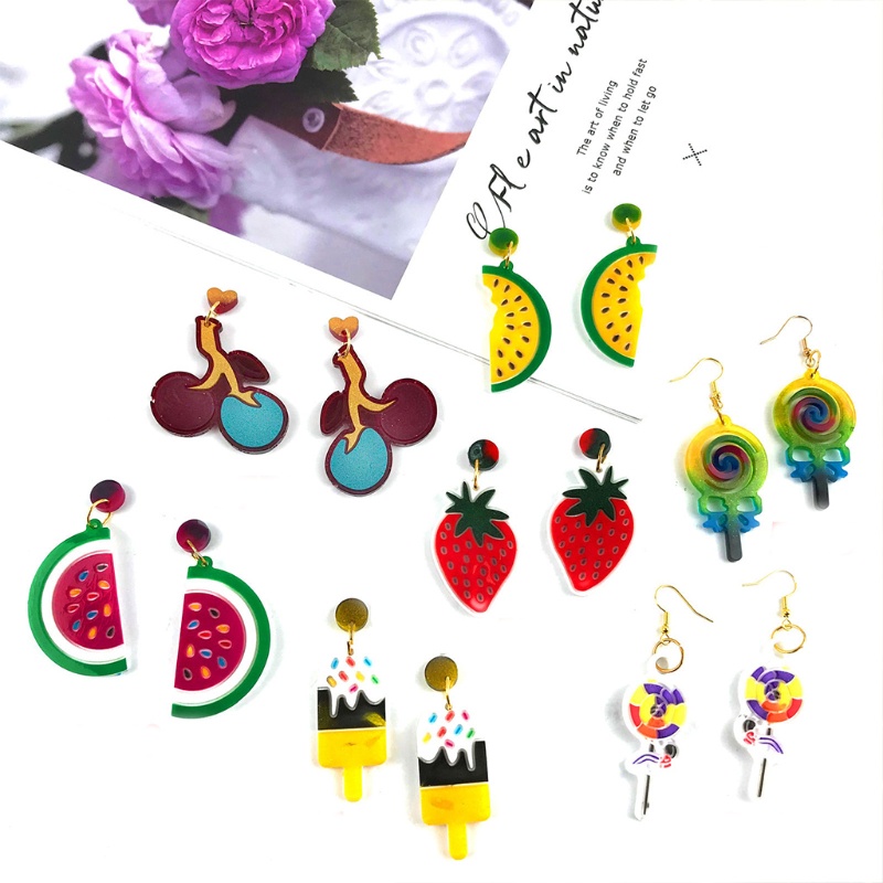 Khuôn Làm Mặt Vòng cổ / Móc Khóa Hình Kẹo Mút / Trái Cây Bằng Nhựa Resin DIY