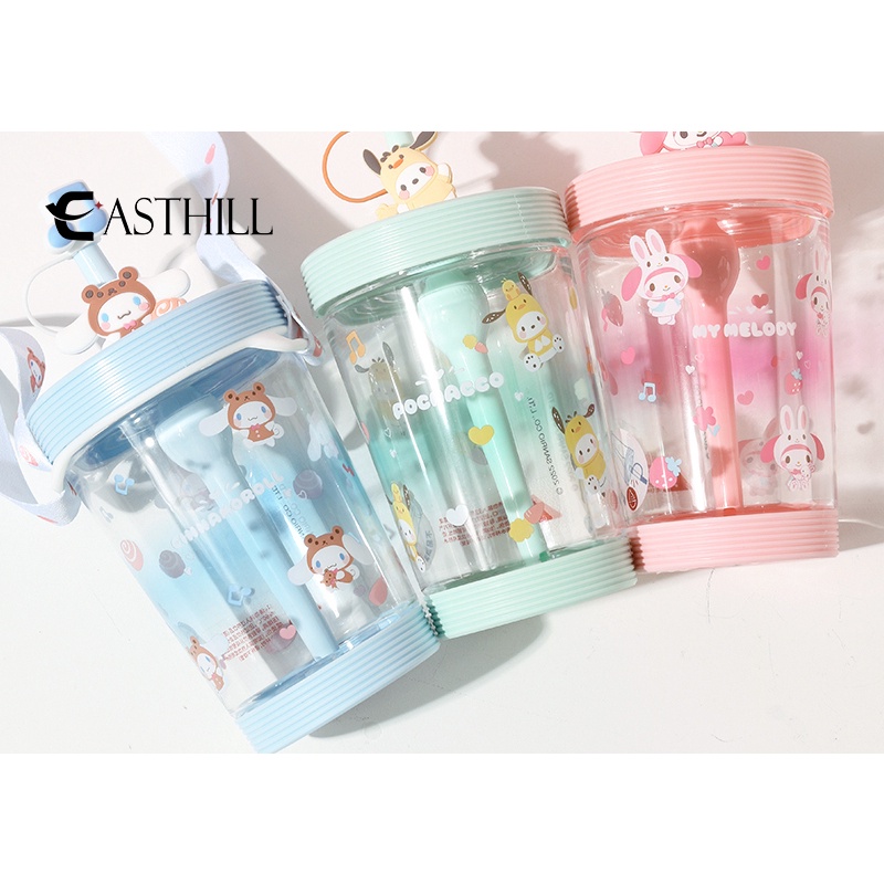Cốc Uống Nước 535Ml Họa Tiết Hoạt Hình Kuromi My Melody Cinnamoroll Purin Sanrio Dễ Thương Cho Bé Gái