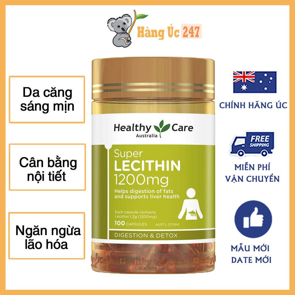 [BÁN LỖ XIN ĐÁNH GIÁ 5*] Mầm đậu nành Healthy Care Super Lecithin 1200mg 100 viên chính hãng Úc