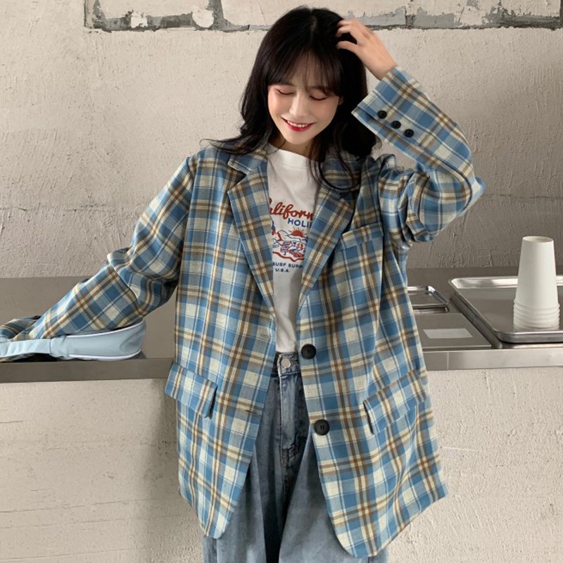 (Hàng Đẹp)Ảnh thật 4 hình cuối-HC317.Áo blazer kẻ caro xuân hè phiên bản mới Hàn Quốc | BigBuy360 - bigbuy360.vn