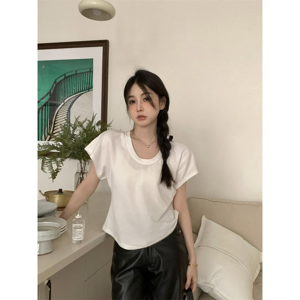 Áo Thun Cổ Chữ U Ngắn Tay Dáng Ôm Thời Trang Đơn Giản 63073