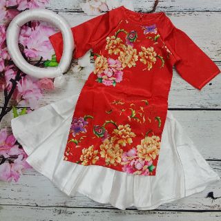 SET ÁO DÀI IN HOA KÈM MẤN